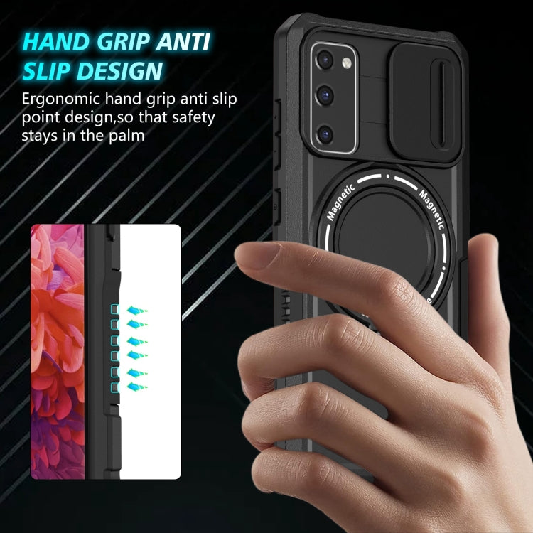 For Samsung Galaxy S20 FE Sliding Camshield Magsafe Holder TPU Hybrid PC Phone Case(Black) - Galaxy Phone Cases by PMC TechLife | Online Shopping South Africa | PMC TechLife