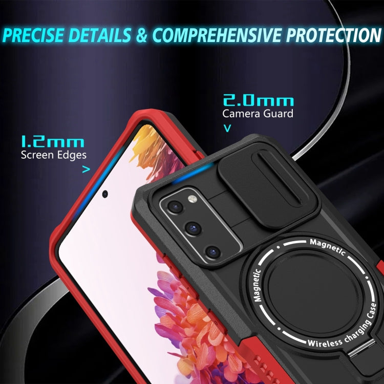 For Samsung Galaxy S20 FE Sliding Camshield Magsafe Holder TPU Hybrid PC Phone Case(Black Red) - Galaxy Phone Cases by PMC TechLife | Online Shopping South Africa | PMC TechLife