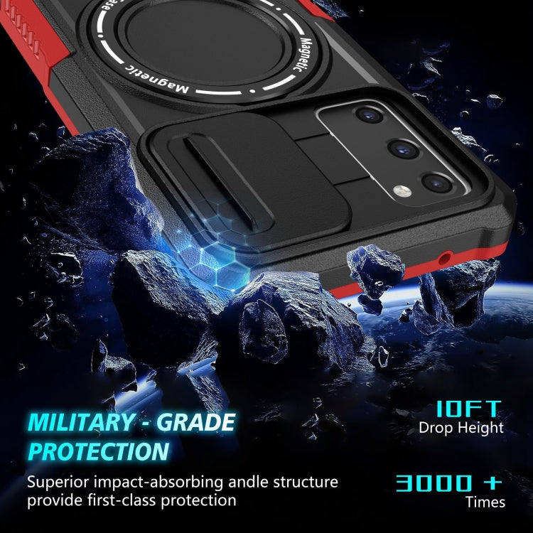For Samsung Galaxy S20 FE Sliding Camshield Magsafe Holder TPU Hybrid PC Phone Case(Black Red) - Galaxy Phone Cases by PMC TechLife | Online Shopping South Africa | PMC TechLife