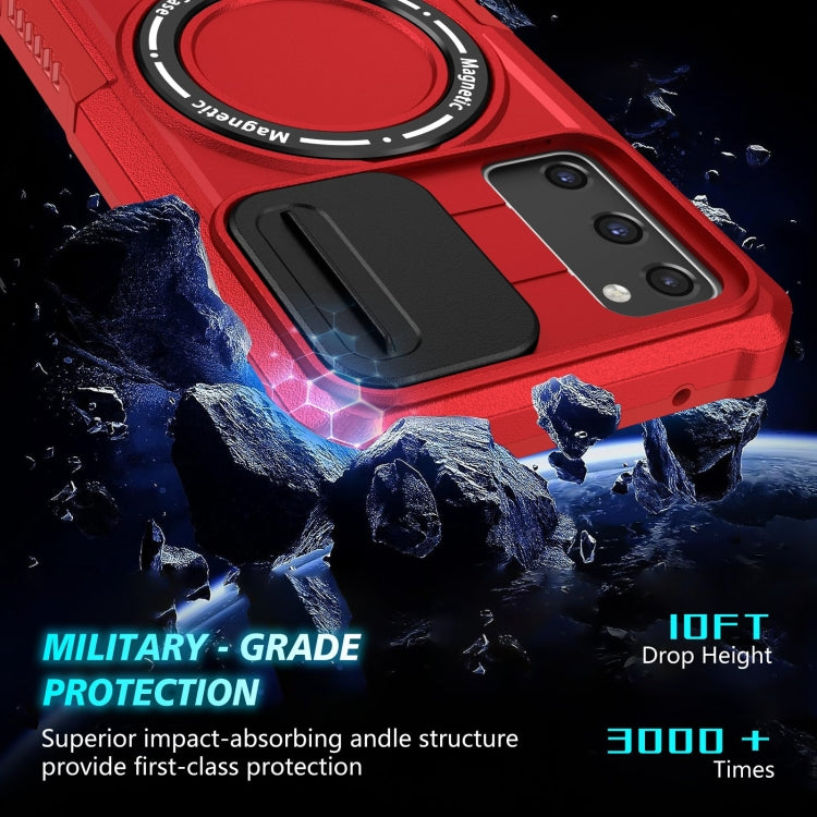 For Samsung Galaxy S20 FE Sliding Camshield Magsafe Holder TPU Hybrid PC Phone Case(Red) - Galaxy Phone Cases by PMC TechLife | Online Shopping South Africa | PMC TechLife