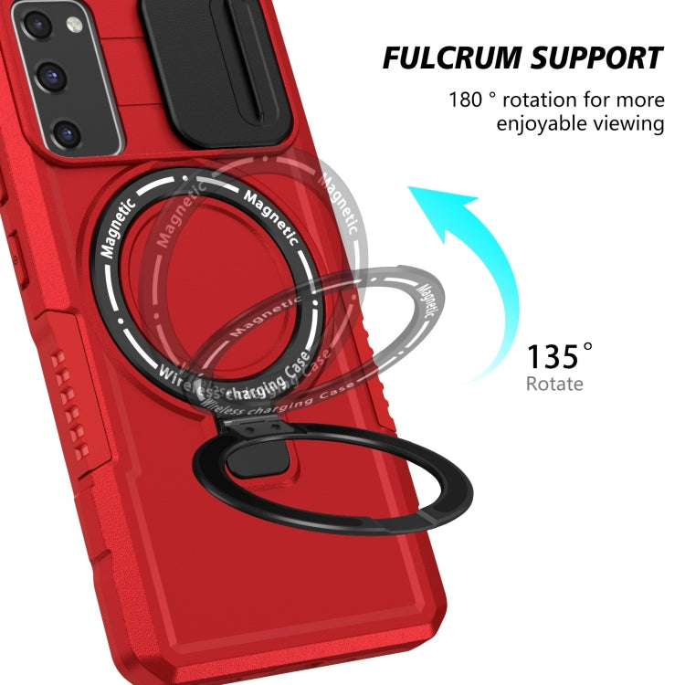 For Samsung Galaxy S20 FE Sliding Camshield Magsafe Holder TPU Hybrid PC Phone Case(Red) - Galaxy Phone Cases by PMC TechLife | Online Shopping South Africa | PMC TechLife