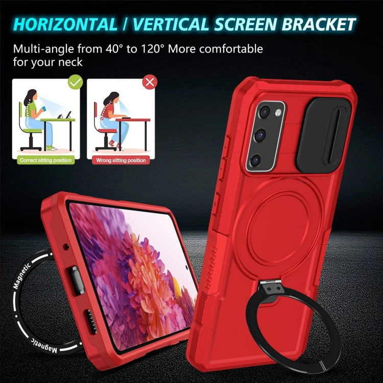 For Samsung Galaxy S20 FE Sliding Camshield Magsafe Holder TPU Hybrid PC Phone Case(Red) - Galaxy Phone Cases by PMC TechLife | Online Shopping South Africa | PMC TechLife