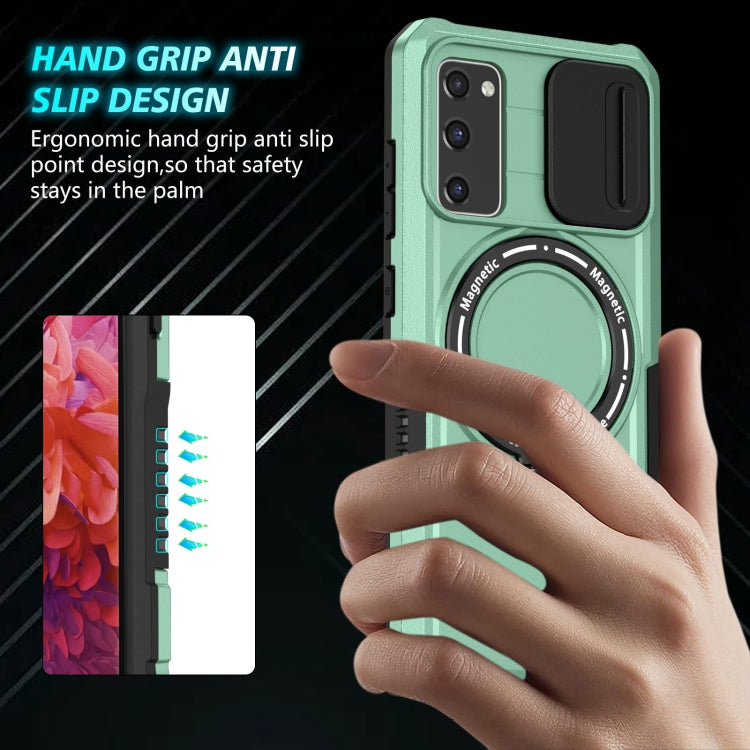 For Samsung Galaxy S20 FE Sliding Camshield Magsafe Holder TPU Hybrid PC Phone Case(Light Blue) - Galaxy Phone Cases by PMC TechLife | Online Shopping South Africa | PMC TechLife