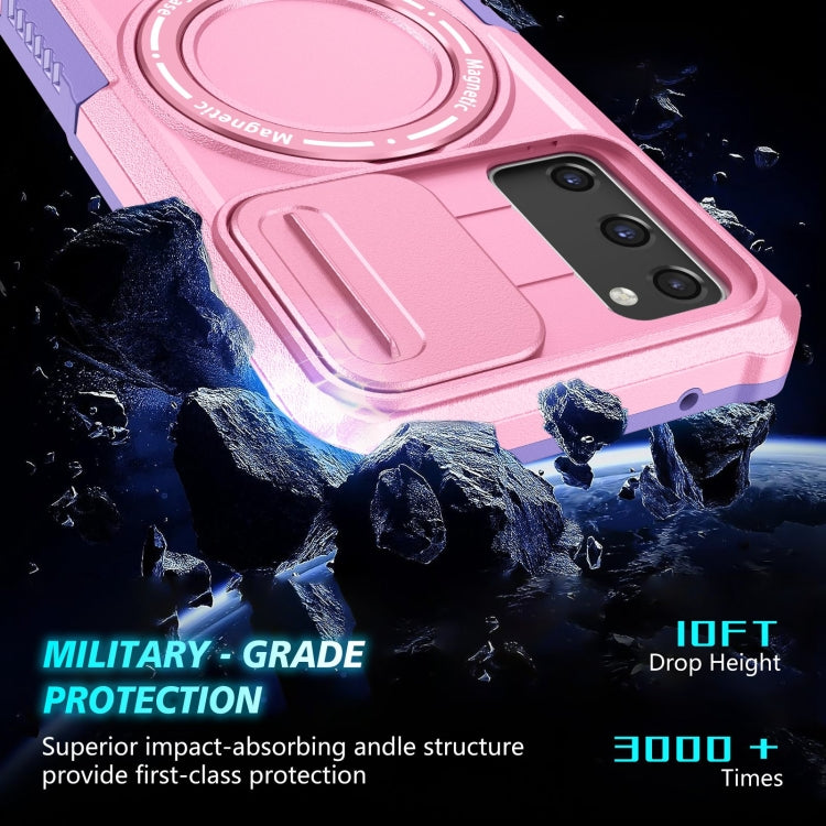For Samsung Galaxy S20 FE Sliding Camshield Magsafe Holder TPU Hybrid PC Phone Case(Purple Pink) - Galaxy Phone Cases by PMC TechLife | Online Shopping South Africa | PMC TechLife