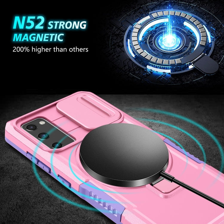 For Samsung Galaxy S20 FE Sliding Camshield Magsafe Holder TPU Hybrid PC Phone Case(Purple Pink) - Galaxy Phone Cases by PMC TechLife | Online Shopping South Africa | PMC TechLife