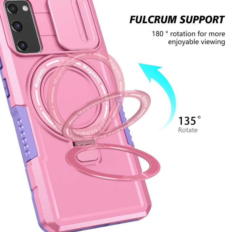For Samsung Galaxy S20 FE Sliding Camshield Magsafe Holder TPU Hybrid PC Phone Case(Purple Pink) - Galaxy Phone Cases by PMC TechLife | Online Shopping South Africa | PMC TechLife