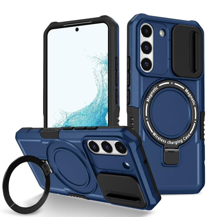For Samsung Galaxy S22 5G Sliding Camshield Magsafe Holder TPU Hybrid PC Phone Case(Royal Blue) - Galaxy Phone Cases by PMC TechLife | Online Shopping South Africa | PMC TechLife