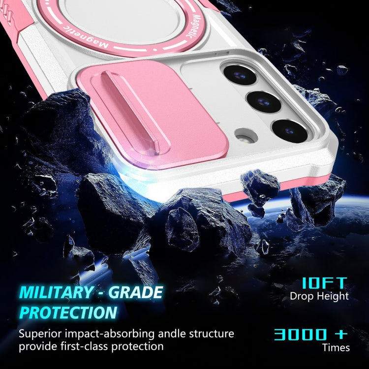 For Samsung Galaxy S22 5G Sliding Camshield Magsafe Holder TPU Hybrid PC Phone Case(Pink White) - Galaxy Phone Cases by PMC TechLife | Online Shopping South Africa | PMC TechLife