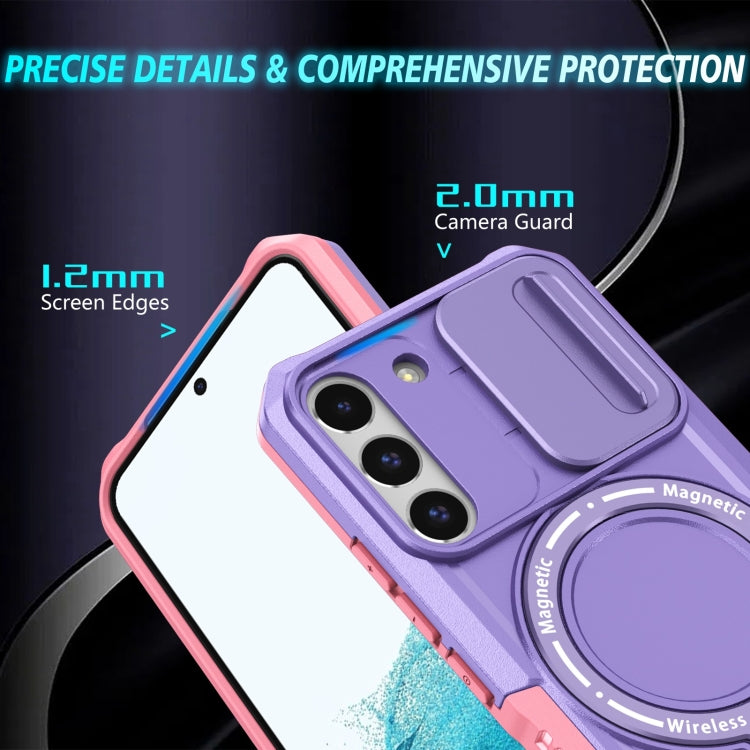 For Samsung Galaxy S22 5G Sliding Camshield Magsafe Holder TPU Hybrid PC Phone Case(Pink Purple) - Galaxy Phone Cases by PMC TechLife | Online Shopping South Africa | PMC TechLife