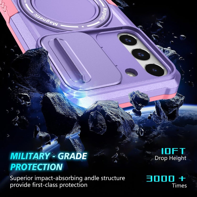 For Samsung Galaxy S22 5G Sliding Camshield Magsafe Holder TPU Hybrid PC Phone Case(Pink Purple) - Galaxy Phone Cases by PMC TechLife | Online Shopping South Africa | PMC TechLife