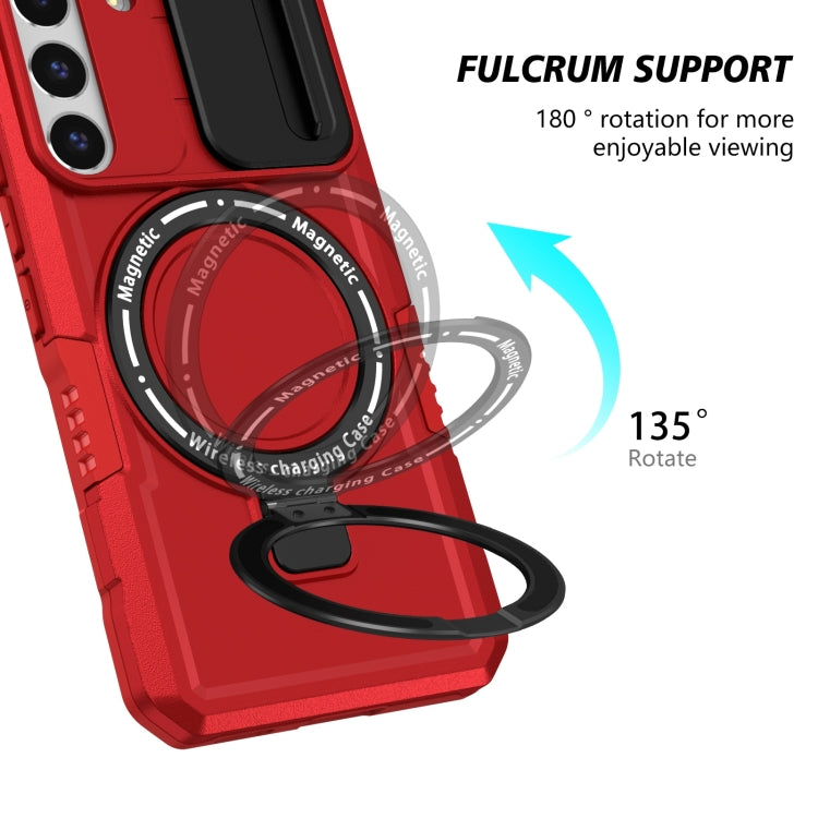 For Samsung Galaxy S22 5G Sliding Camshield Magsafe Holder TPU Hybrid PC Phone Case(Red) - Galaxy Phone Cases by PMC TechLife | Online Shopping South Africa | PMC TechLife