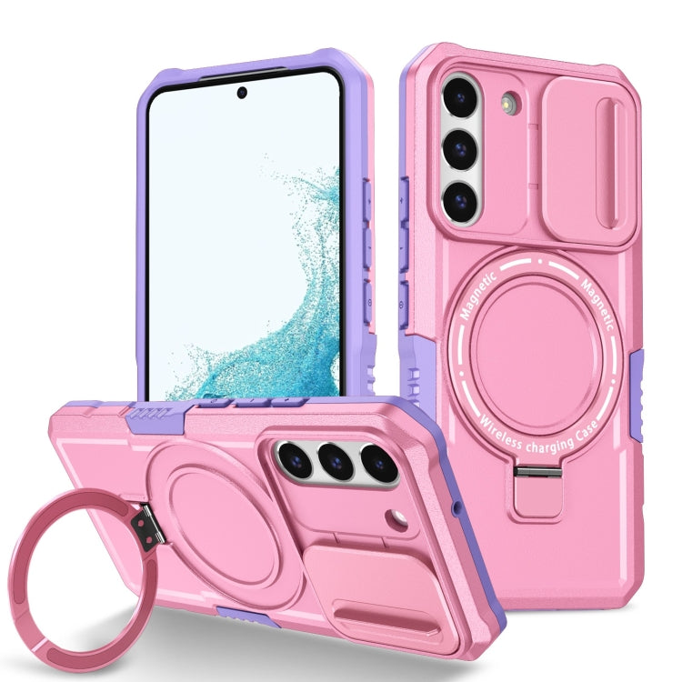For Samsung Galaxy S22 5G Sliding Camshield Magsafe Holder TPU Hybrid PC Phone Case(Purple Pink) - Galaxy Phone Cases by PMC TechLife | Online Shopping South Africa | PMC TechLife