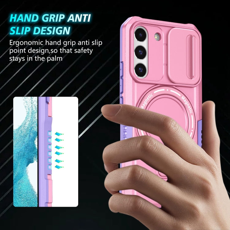 For Samsung Galaxy S22 5G Sliding Camshield Magsafe Holder TPU Hybrid PC Phone Case(Purple Pink) - Galaxy Phone Cases by PMC TechLife | Online Shopping South Africa | PMC TechLife