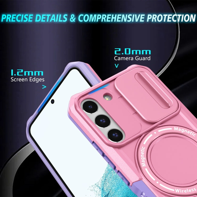 For Samsung Galaxy S22 5G Sliding Camshield Magsafe Holder TPU Hybrid PC Phone Case(Purple Pink) - Galaxy Phone Cases by PMC TechLife | Online Shopping South Africa | PMC TechLife