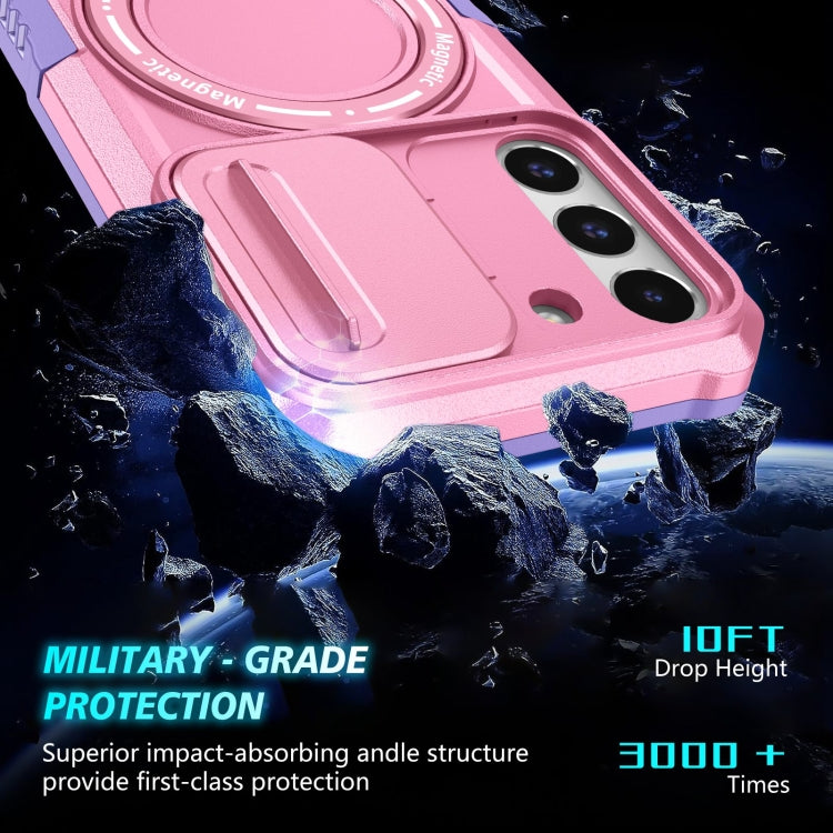 For Samsung Galaxy S22 5G Sliding Camshield Magsafe Holder TPU Hybrid PC Phone Case(Purple Pink) - Galaxy Phone Cases by PMC TechLife | Online Shopping South Africa | PMC TechLife