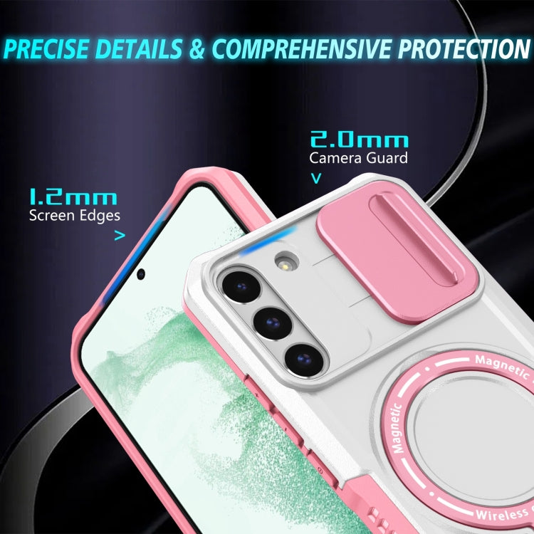 For Samsung Galaxy S22+ 5G Sliding Camshield Magsafe Holder TPU Hybrid PC Phone Case(Pink White) - Galaxy S22+ 5G Cases by PMC TechLife | Online Shopping South Africa | PMC TechLife | Buy Now Pay Later Mobicred