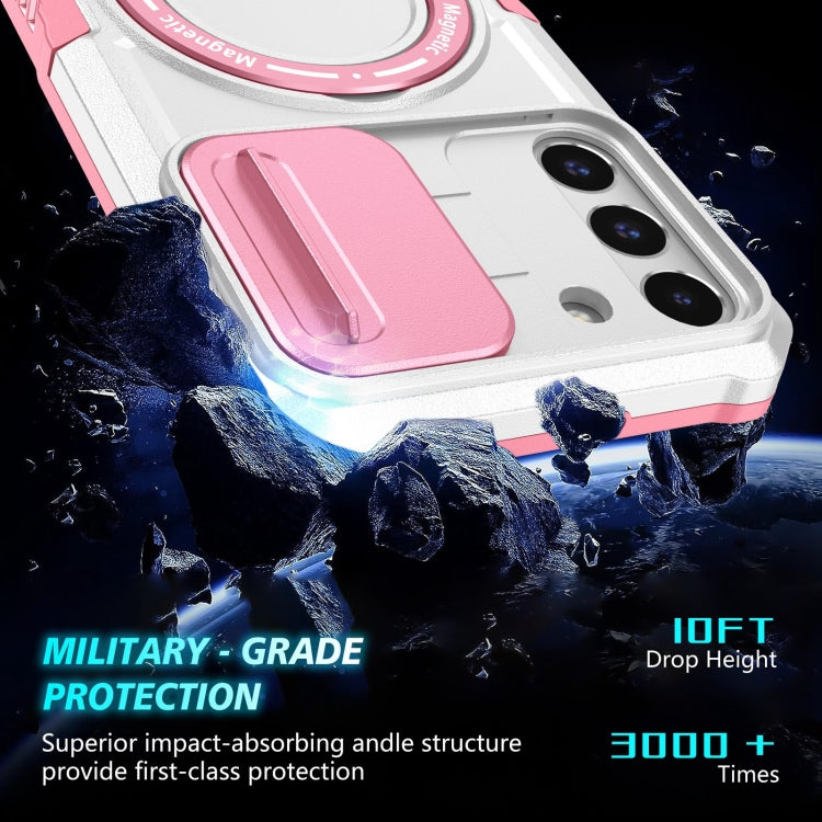 For Samsung Galaxy S22+ 5G Sliding Camshield Magsafe Holder TPU Hybrid PC Phone Case(Pink White) - Galaxy S22+ 5G Cases by PMC TechLife | Online Shopping South Africa | PMC TechLife | Buy Now Pay Later Mobicred