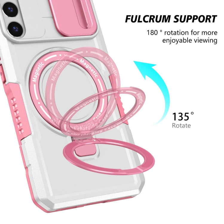 For Samsung Galaxy S22+ 5G Sliding Camshield Magsafe Holder TPU Hybrid PC Phone Case(Pink White) - Galaxy S22+ 5G Cases by PMC TechLife | Online Shopping South Africa | PMC TechLife | Buy Now Pay Later Mobicred