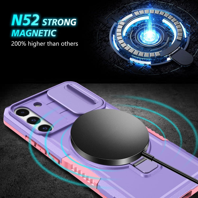 For Samsung Galaxy S22+ 5G Sliding Camshield Magsafe Holder TPU Hybrid PC Phone Case(Pink Purple) - Galaxy S22+ 5G Cases by PMC TechLife | Online Shopping South Africa | PMC TechLife | Buy Now Pay Later Mobicred