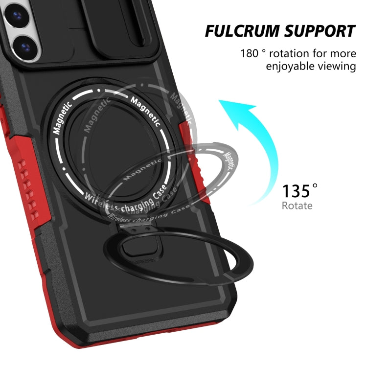 For Samsung Galaxy S22+ 5G Sliding Camshield Magsafe Holder TPU Hybrid PC Phone Case(Black Red) - Galaxy S22+ 5G Cases by PMC TechLife | Online Shopping South Africa | PMC TechLife | Buy Now Pay Later Mobicred