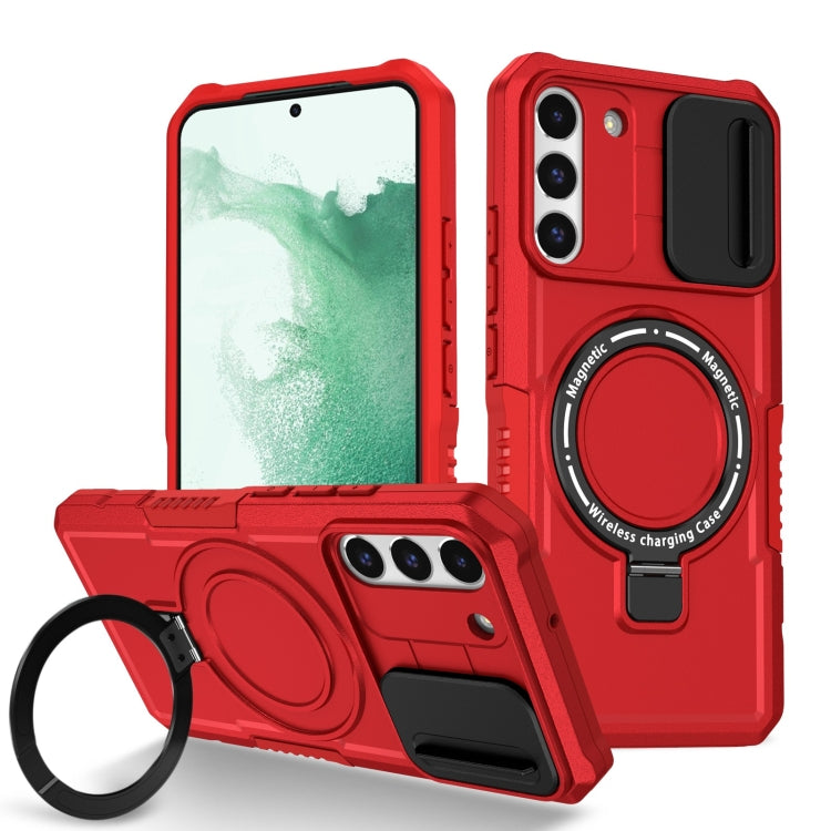 For Samsung Galaxy S22+ 5G Sliding Camshield Magsafe Holder TPU Hybrid PC Phone Case(Red) - Galaxy S22+ 5G Cases by PMC TechLife | Online Shopping South Africa | PMC TechLife | Buy Now Pay Later Mobicred