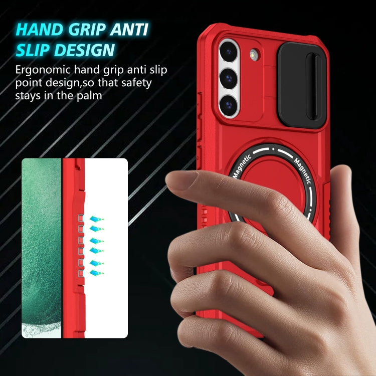 For Samsung Galaxy S22+ 5G Sliding Camshield Magsafe Holder TPU Hybrid PC Phone Case(Red) - Galaxy S22+ 5G Cases by PMC TechLife | Online Shopping South Africa | PMC TechLife | Buy Now Pay Later Mobicred