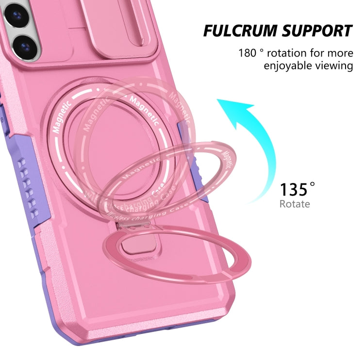 For Samsung Galaxy S22+ 5G Sliding Camshield Magsafe Holder TPU Hybrid PC Phone Case(Purple Pink) - free shipping - PMC TechLife - Order now!