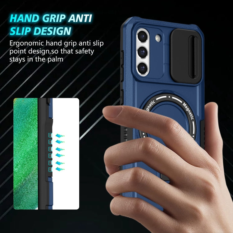 For Samsung Galaxy S21 FE 5G Sliding Camshield Magsafe Holder TPU Hybrid PC Phone Case(Royal Blue) - Galaxy Phone Cases by PMC TechLife | Online Shopping South Africa | PMC TechLife