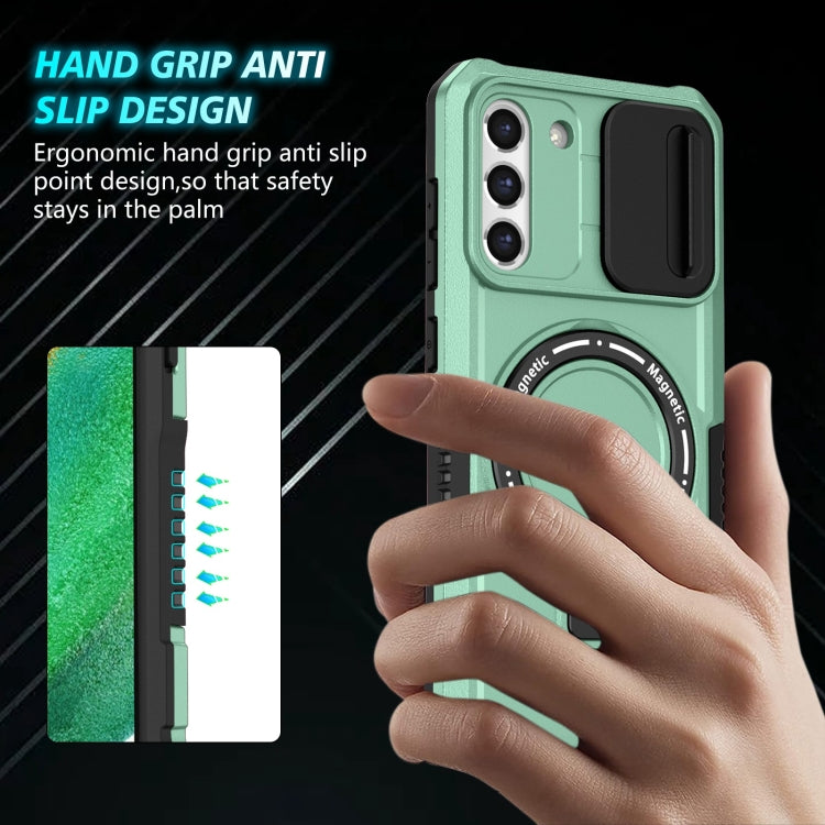 For Samsung Galaxy S21 FE 5G Sliding Camshield Magsafe Holder TPU Hybrid PC Phone Case(Light Blue) - free shipping - PMC TechLife - Order now!