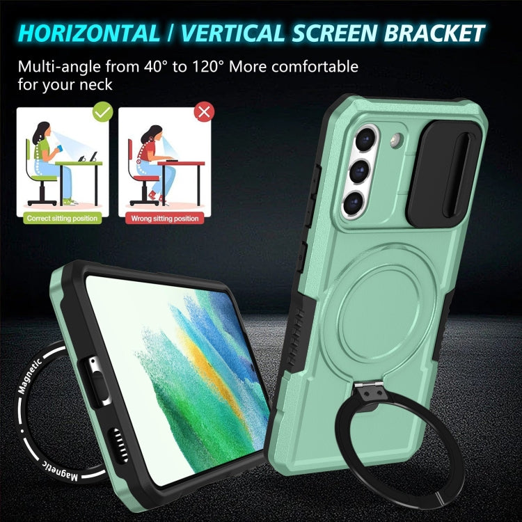 For Samsung Galaxy S21 FE 5G Sliding Camshield Magsafe Holder TPU Hybrid PC Phone Case(Light Blue) - free shipping - PMC TechLife - Order now!