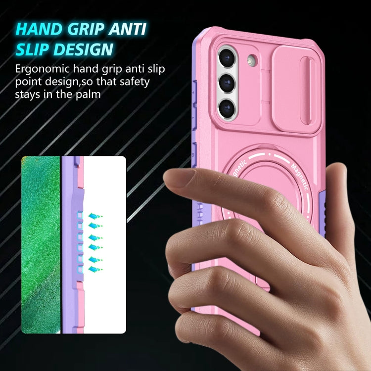 For Samsung Galaxy S21 FE 5G Sliding Camshield Magsafe Holder TPU Hybrid PC Phone Case(Purple Pink) - Galaxy Phone Cases by PMC TechLife | Online Shopping South Africa | PMC TechLife
