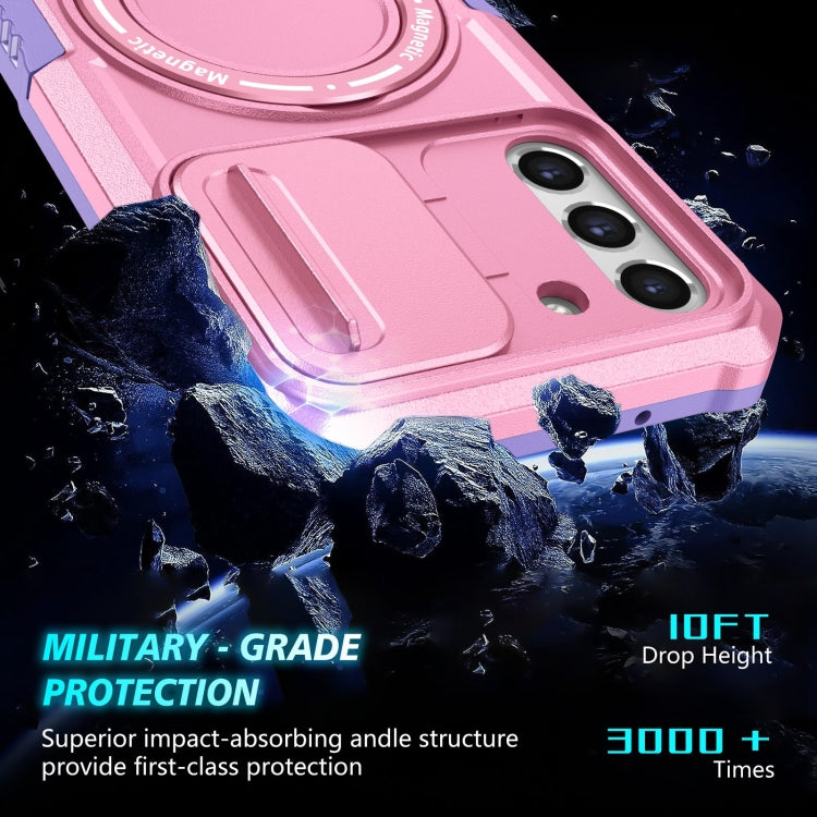 For Samsung Galaxy S21 FE 5G Sliding Camshield Magsafe Holder TPU Hybrid PC Phone Case(Purple Pink) - Galaxy Phone Cases by PMC TechLife | Online Shopping South Africa | PMC TechLife