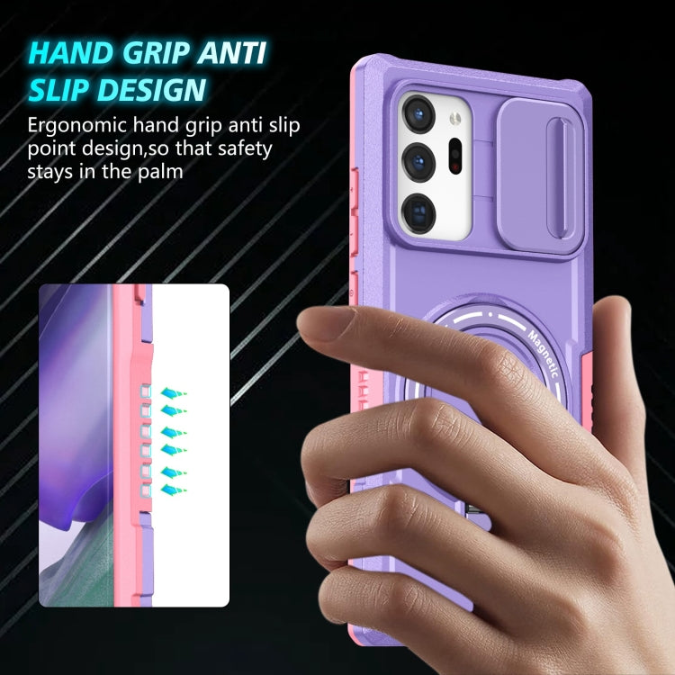For Samsung Galaxy Note20 Ultra Sliding Camshield Magsafe Holder TPU Hybrid PC Phone Case(Pink Purple) - Galaxy Note20 Ultra Cases by PMC TechLife | Online Shopping South Africa | PMC TechLife