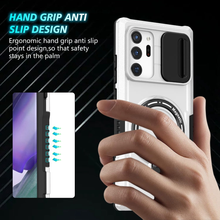 For Samsung Galaxy Note20 Ultra Sliding Camshield Magsafe Holder TPU Hybrid PC Phone Case(Black White) - Galaxy Note20 Ultra Cases by PMC TechLife | Online Shopping South Africa | PMC TechLife