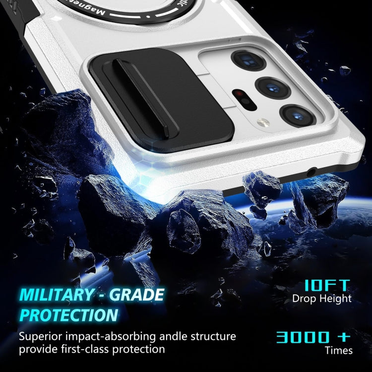 For Samsung Galaxy Note20 Ultra Sliding Camshield Magsafe Holder TPU Hybrid PC Phone Case(Black White) - Galaxy Note20 Ultra Cases by PMC TechLife | Online Shopping South Africa | PMC TechLife