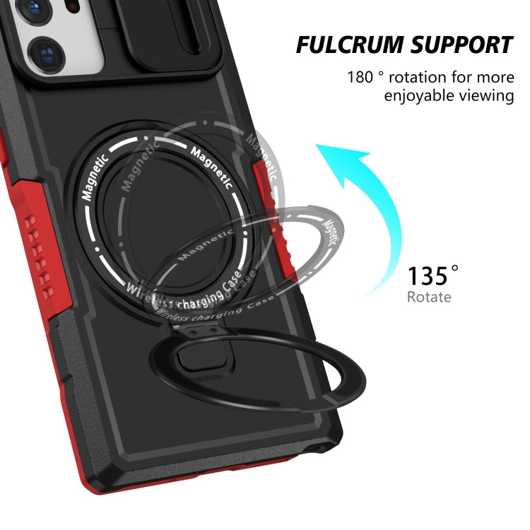 For Samsung Galaxy Note20 Ultra Sliding Camshield Magsafe Holder TPU Hybrid PC Phone Case(Black Red) - Galaxy Note20 Ultra Cases by PMC TechLife | Online Shopping South Africa | PMC TechLife