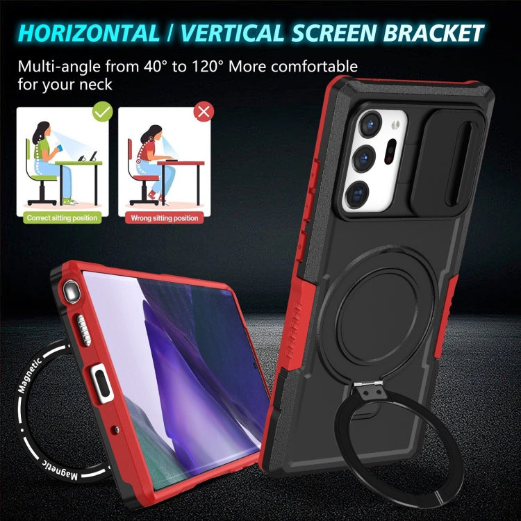 For Samsung Galaxy Note20 Ultra Sliding Camshield Magsafe Holder TPU Hybrid PC Phone Case(Black Red) - Galaxy Note20 Ultra Cases by PMC TechLife | Online Shopping South Africa | PMC TechLife