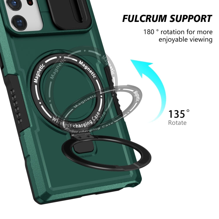 For Samsung Galaxy Note20 Ultra Sliding Camshield Magsafe Holder TPU Hybrid PC Phone Case(Deep Green) - Galaxy Note20 Ultra Cases by PMC TechLife | Online Shopping South Africa | PMC TechLife