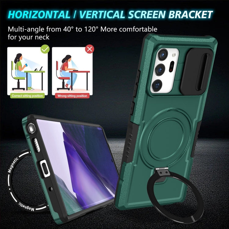 For Samsung Galaxy Note20 Ultra Sliding Camshield Magsafe Holder TPU Hybrid PC Phone Case(Deep Green) - Galaxy Note20 Ultra Cases by PMC TechLife | Online Shopping South Africa | PMC TechLife