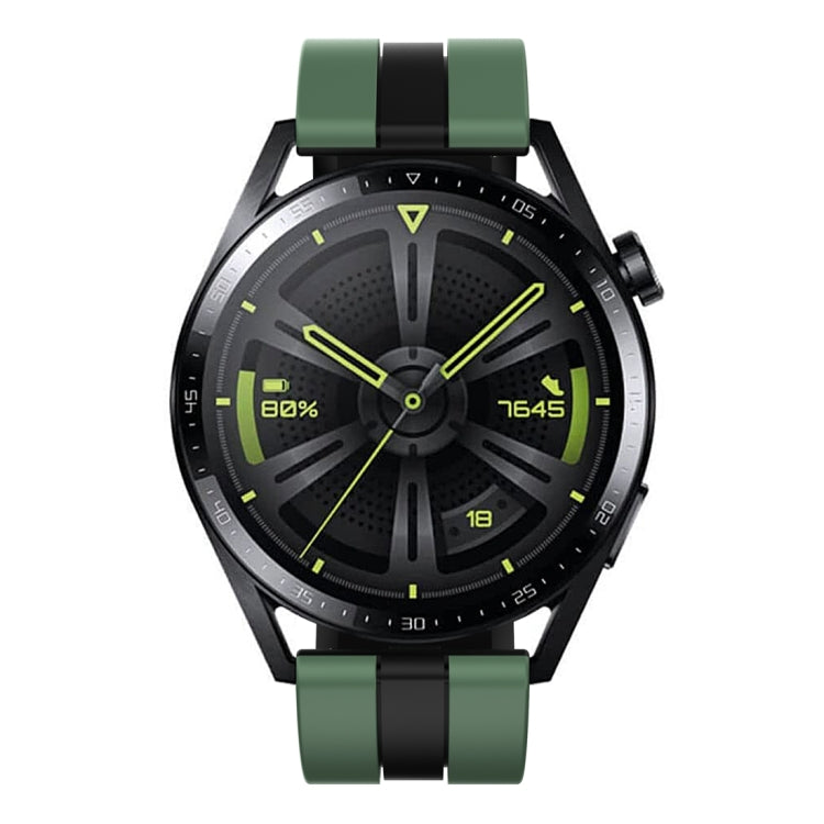 For Huawei Watch GT 3 / GT 3 Pro Vertical Two Color Silicone Watch Band(Olive Green+Black) - Watch Bands by PMC TechLife | Online Shopping South Africa | PMC TechLife