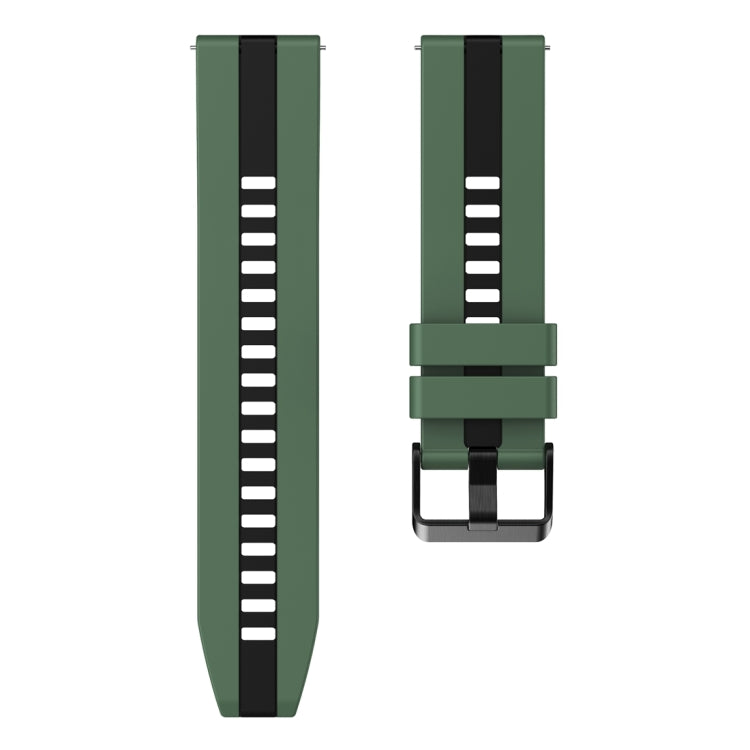 For Huawei Watch GT 3 / GT 3 Pro Vertical Two Color Silicone Watch Band(Olive Green+Black) - Watch Bands by PMC TechLife | Online Shopping South Africa | PMC TechLife
