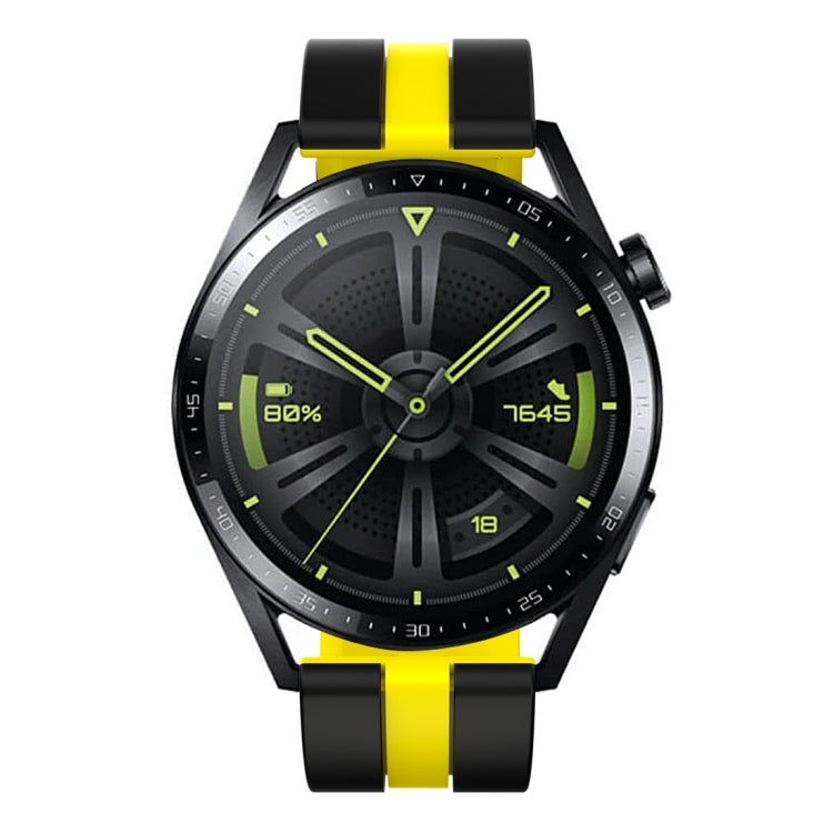 For Huawei Watch GT 3 / GT 3 Pro Vertical Two Color Silicone Watch Band(Black+Yellow) - Watch Bands by PMC TechLife | Online Shopping South Africa | PMC TechLife