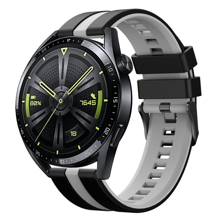 For Huawei Watch GT 3 / GT 3 Pro Vertical Two Color Silicone Watch Band(Black+Grey) - Watch Bands by PMC TechLife | Online Shopping South Africa | PMC TechLife