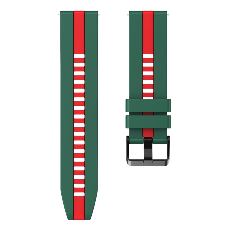 For Huawei Watch GT 3 / GT 3 Pro Vertical Two Color Silicone Watch Band(Dark Green+Red) - Watch Bands by PMC TechLife | Online Shopping South Africa | PMC TechLife