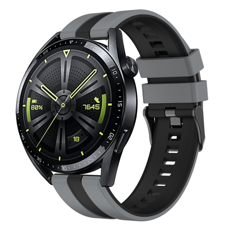 For Huawei Watch GT 3 / GT 3 Pro Vertical Two Color Silicone Watch Band(Dark Grey+Black) - Watch Bands by PMC TechLife | Online Shopping South Africa | PMC TechLife