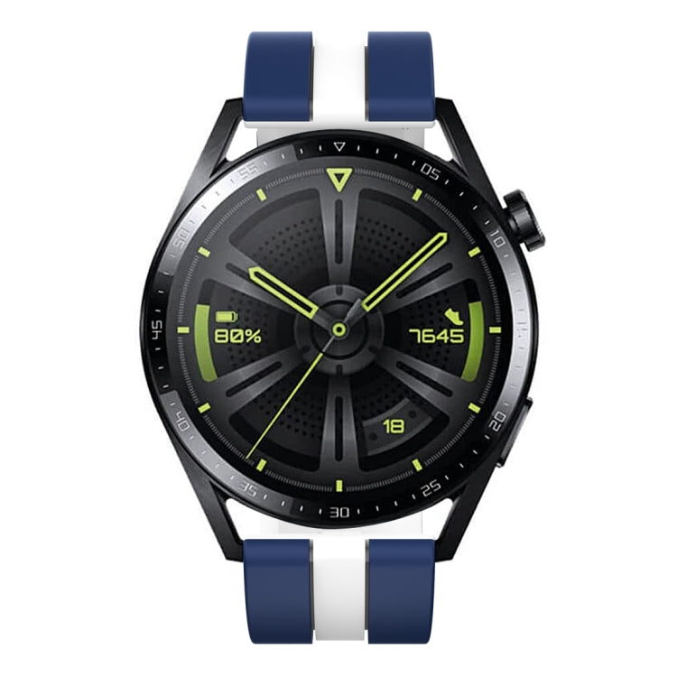 For Huawei Watch GT 3 / GT 3 Pro Vertical Two Color Silicone Watch Band(Dark Blue+White) - Watch Bands by PMC TechLife | Online Shopping South Africa | PMC TechLife