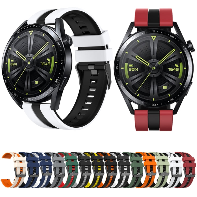 For Huawei Watch GT 3 / GT 3 Pro Vertical Two Color Silicone Watch Band(Black+Orange) - Watch Bands by PMC TechLife | Online Shopping South Africa | PMC TechLife