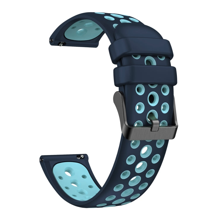For Huawei Watch 4 Two Color Round Hole Silicone Watch Band(Lake Cyan) - Watch Bands by PMC TechLife | Online Shopping South Africa | PMC TechLife