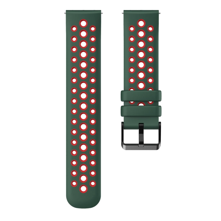 For Huawei Watch 4 Two Color Round Hole Silicone Watch Band(Dark Green Red) - Watch Bands by PMC TechLife | Online Shopping South Africa | PMC TechLife