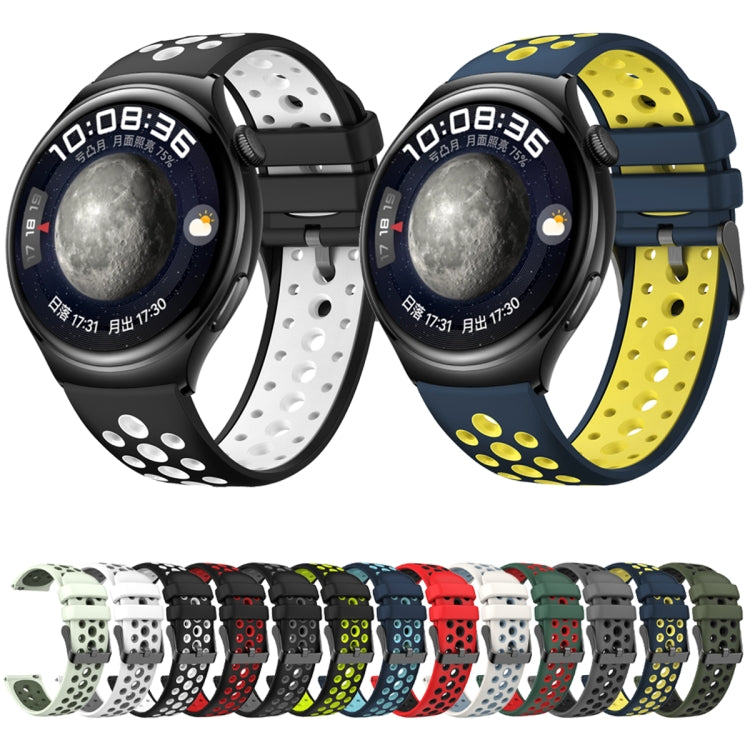 For Huawei Watch 4 Two Color Round Hole Silicone Watch Band(Black Green) - Watch Bands by PMC TechLife | Online Shopping South Africa | PMC TechLife